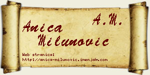 Anica Milunović vizit kartica